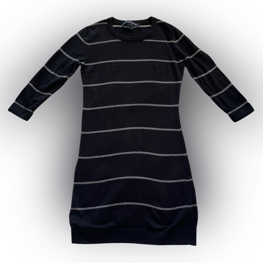 French Connection Black and White Striped Sweater Dress